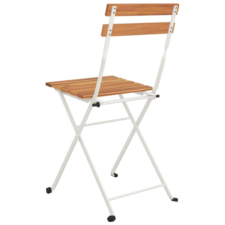 Hopfällbara Caféstolar 6 St Massiv Teak Och Stål