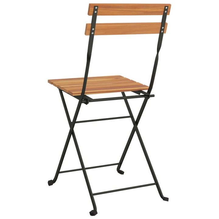 Hopfällbara Caféstolar 8 St Massiv Teak Och Stål