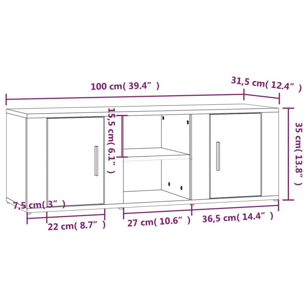 Tv-Skåp Sonoma-Ek 100X31,5X35 Cm Konstruerat Trä