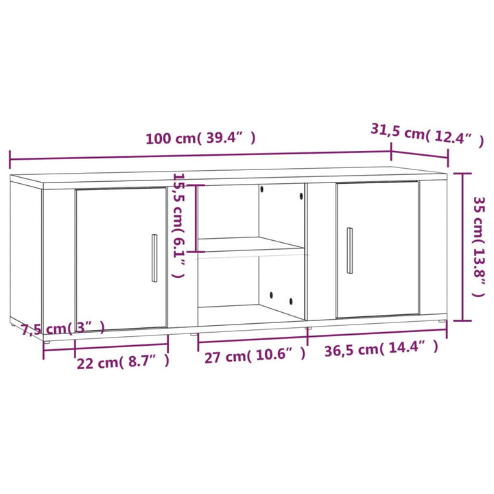 Tv-Skåp Sonoma-Ek 100X31,5X35 Cm Konstruerat Trä