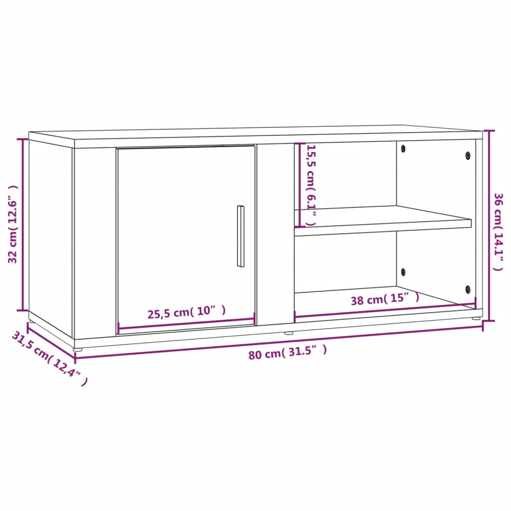 Tv-Bänk 80X31,5X36 Cm Konstruerat Trä