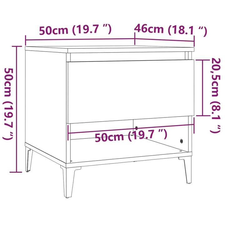 Sidobord 2 St 50X46X50 Cm Konstruerat Trä