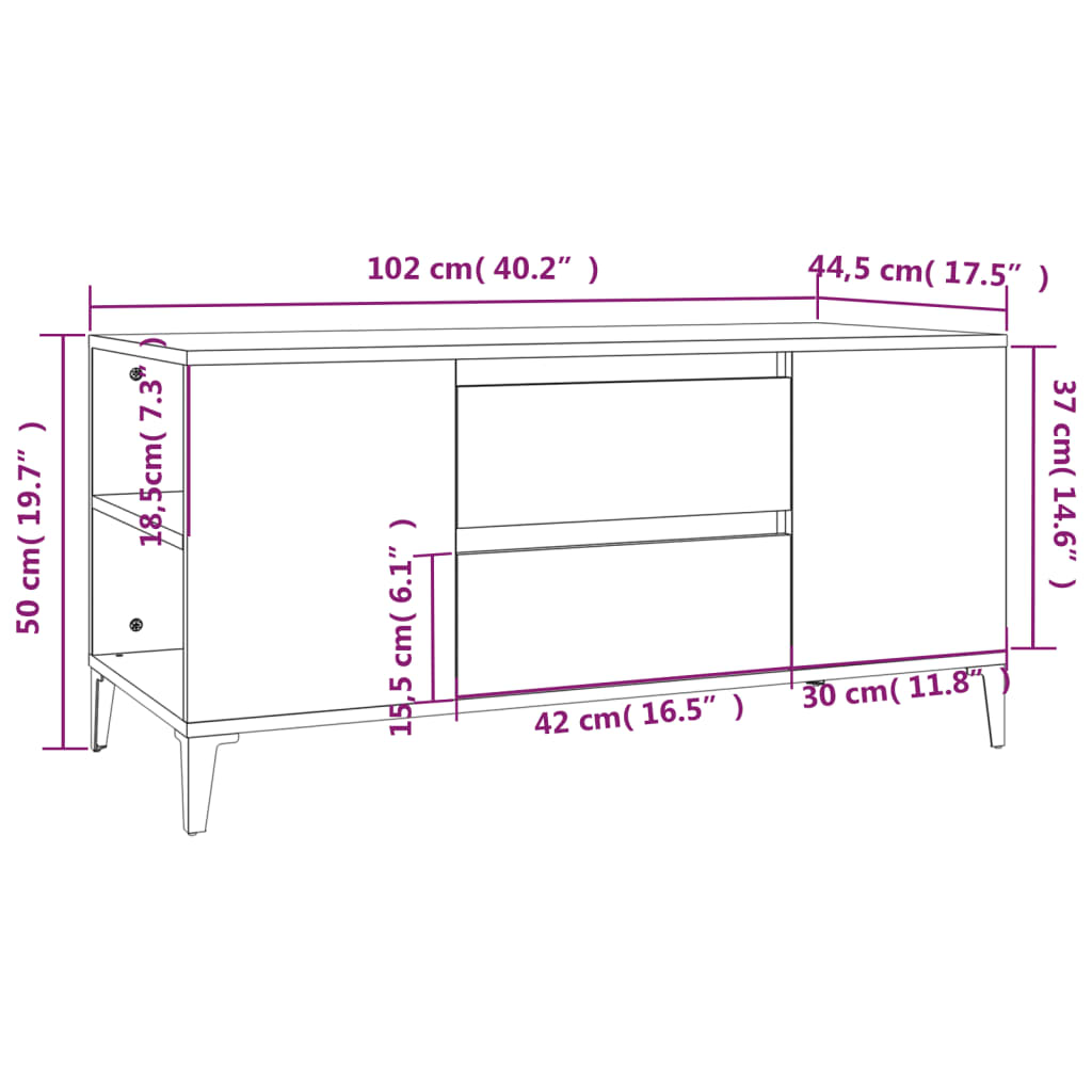Tv-Bänk 102X44,5X50 Cm Konstruerat Trä