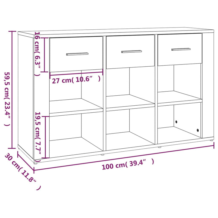 Sidobord 100X30X59,5 Cm Konstruerat Trä
