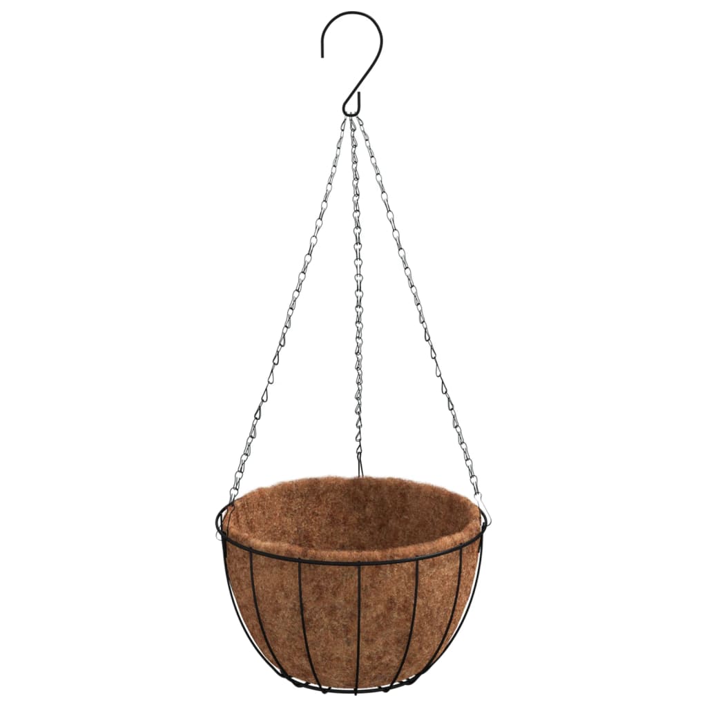 Hängande Blomkrukor 4 St Kokosfiber Svart Stål