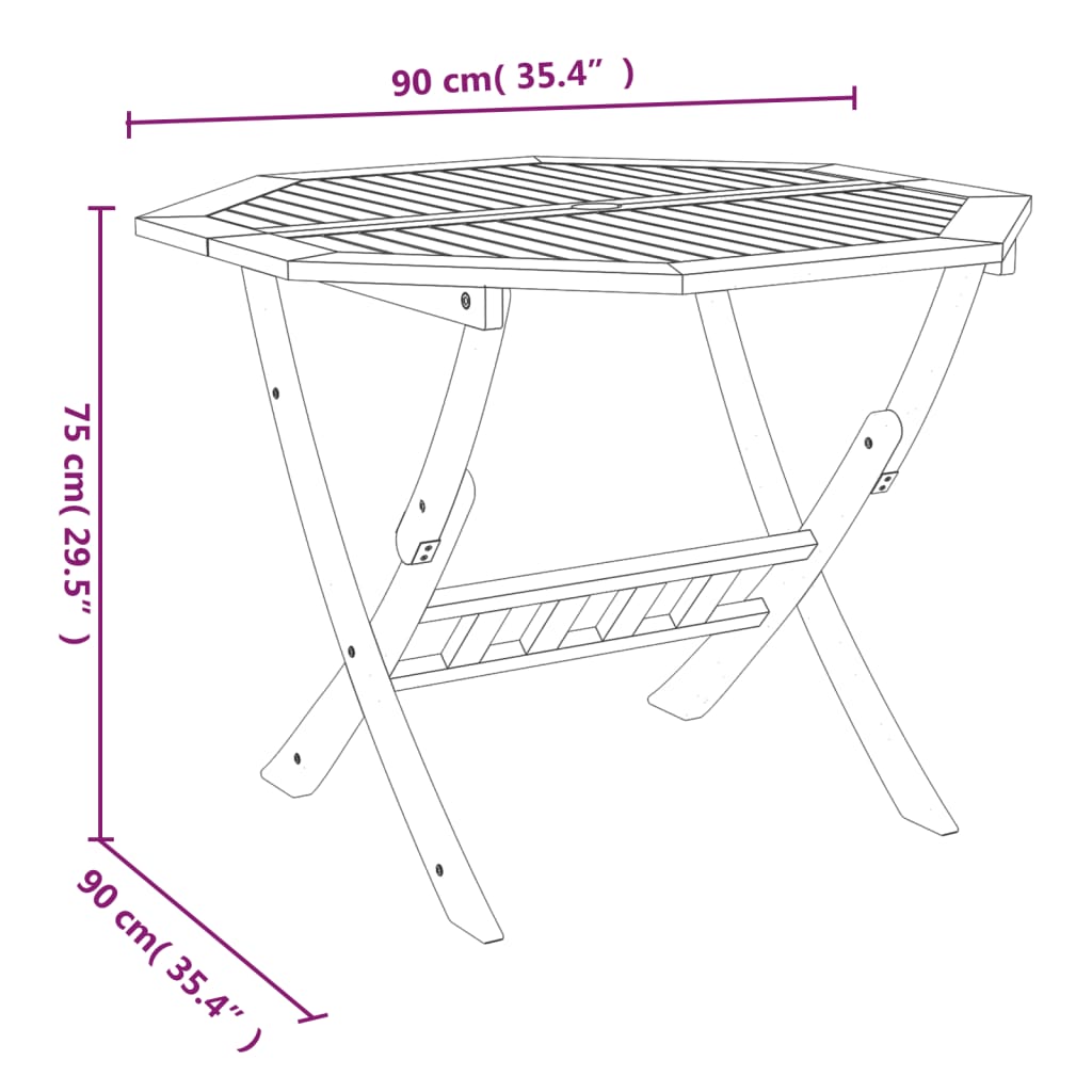 Hopfällbart Trädgårdsbord 90X75 Cm Massivt Akaciaträ