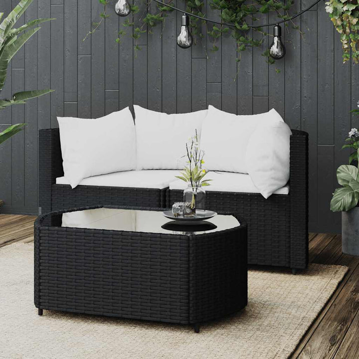 Loungegrupp För Trädgården Med Dynor 3 Delar Konstrottning