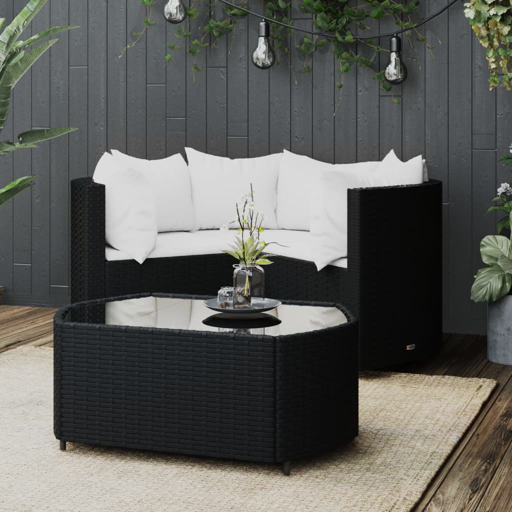 Loungegrupp För Trädgården Med Dynor 4 Delar Konstrotting Brun