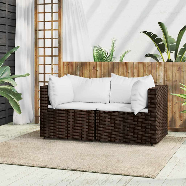 Loungegrupp För Trädgården Med Dynor 4 Delar Konstrotting Brun
