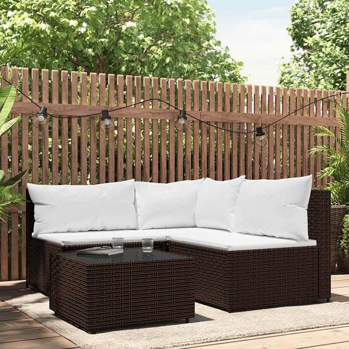 Trädgårdssoffa Hörnsektion Med Dynor Konstrotting