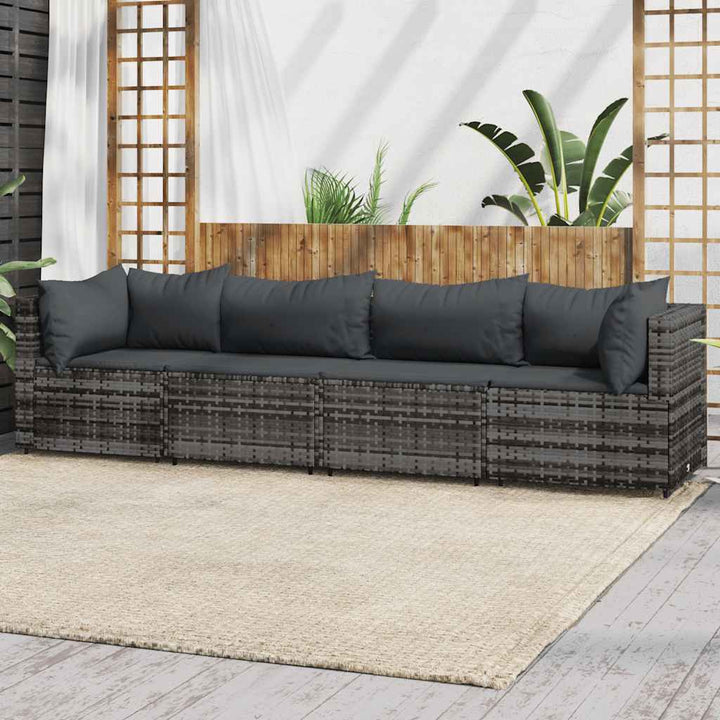 Loungegrupp För Trädgården Med Dynor 4 Delar Konstrotting Brun