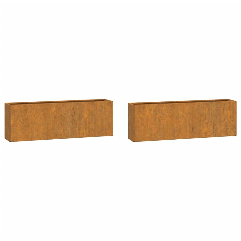 Odlingslådor För Vägg 2 St Rosttrögt Stål 53X10X17 Cm