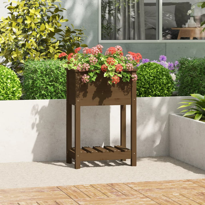 Odlingslåda Med Hylla 82,5X34,5X81 Cm Massiv Furu