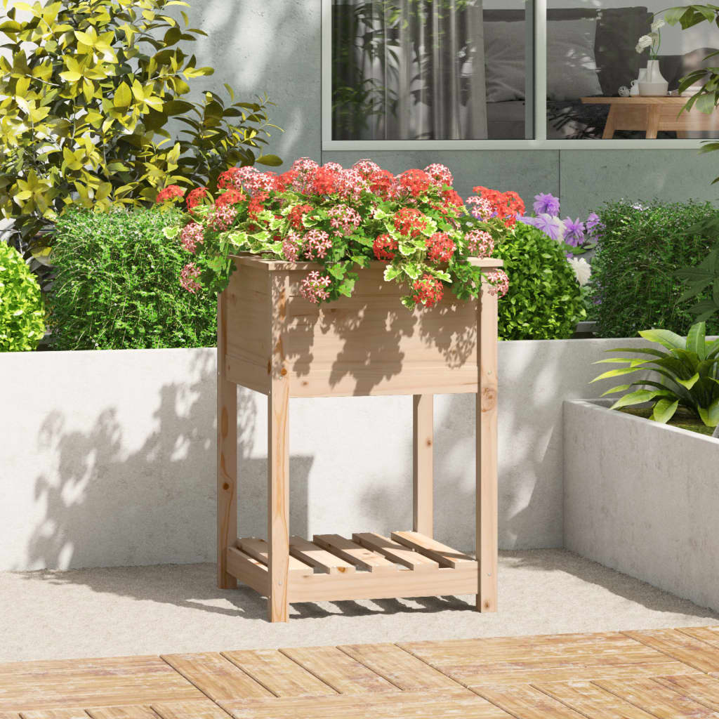 Odlingslåda Med Hylla 82,5X34,5X81 Cm Massiv Furu