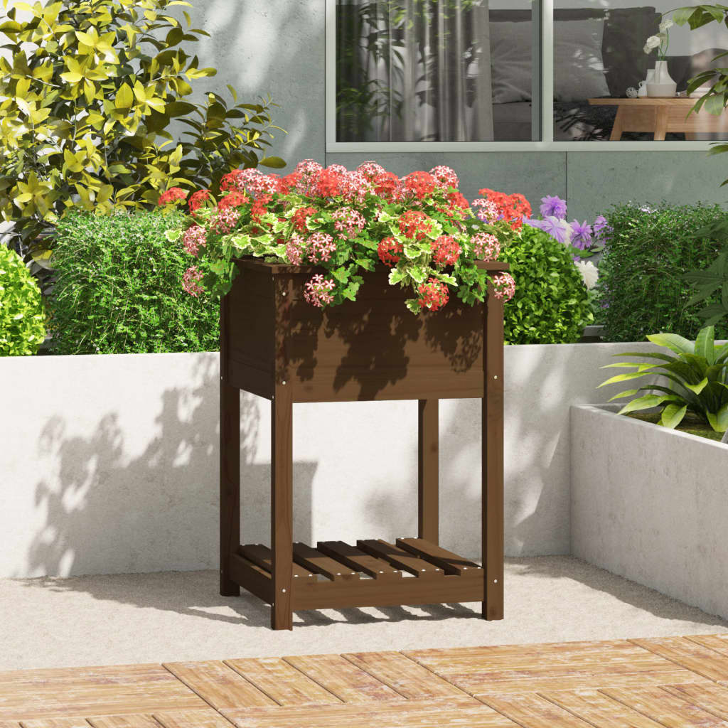 Odlingslåda Med Hylla 82,5X34,5X81 Cm Massiv Furu
