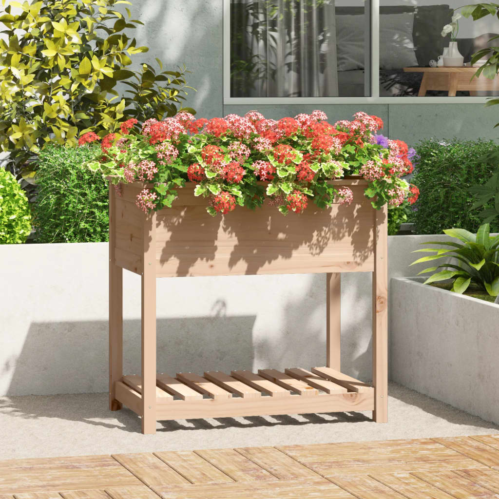 Odlingslåda Med Hylla 82,5X34,5X81 Cm Massiv Furu