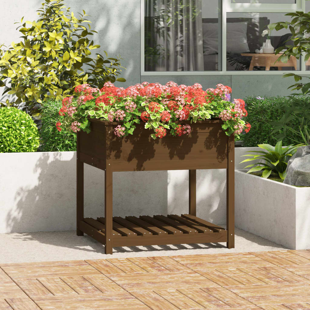 Odlingslåda Med Hylla 82,5X34,5X81 Cm Massiv Furu