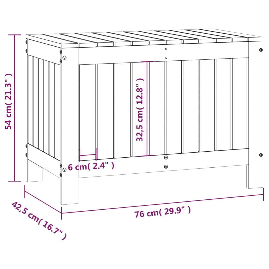 Dynbox Grå 76X42,5X54 Cm Massiv Furu