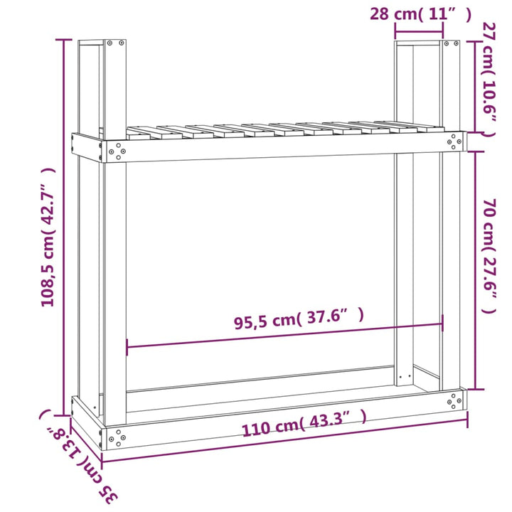 Vedställ Honungsbrun 110X35X108,5 Cm Massiv Furu