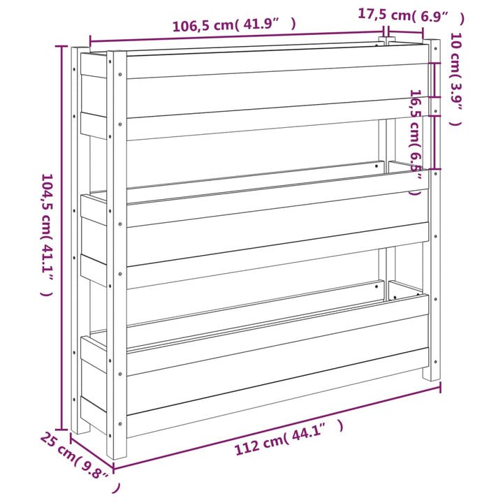 Odlingslåda 112X25X104,5 Cm Massiv Furu