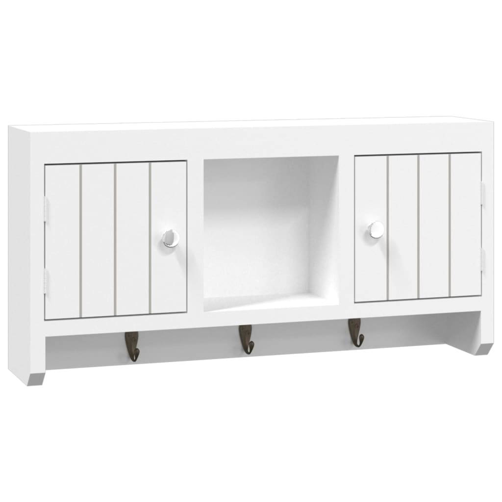 Nyckelskåp Vit 40X8,5X20 Cm Konstruerat Trä Och Stål