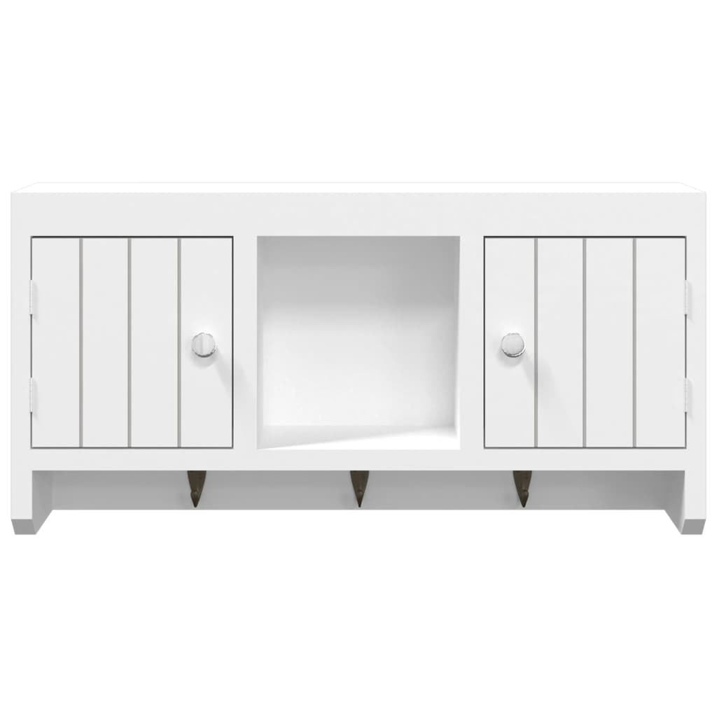 Nyckelskåp Vit 40X8,5X20 Cm Konstruerat Trä Och Stål