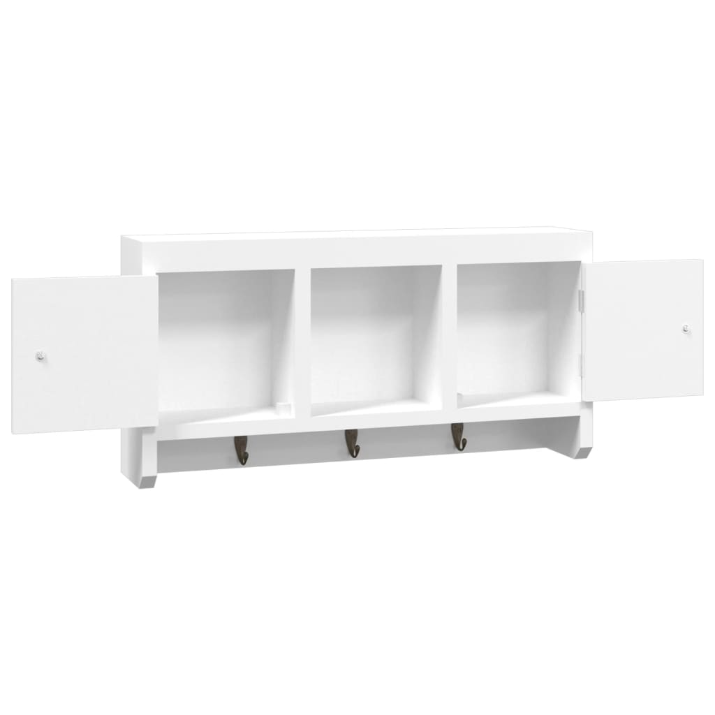 Nyckelskåp Vit 40X8,5X20 Cm Konstruerat Trä Och Stål
