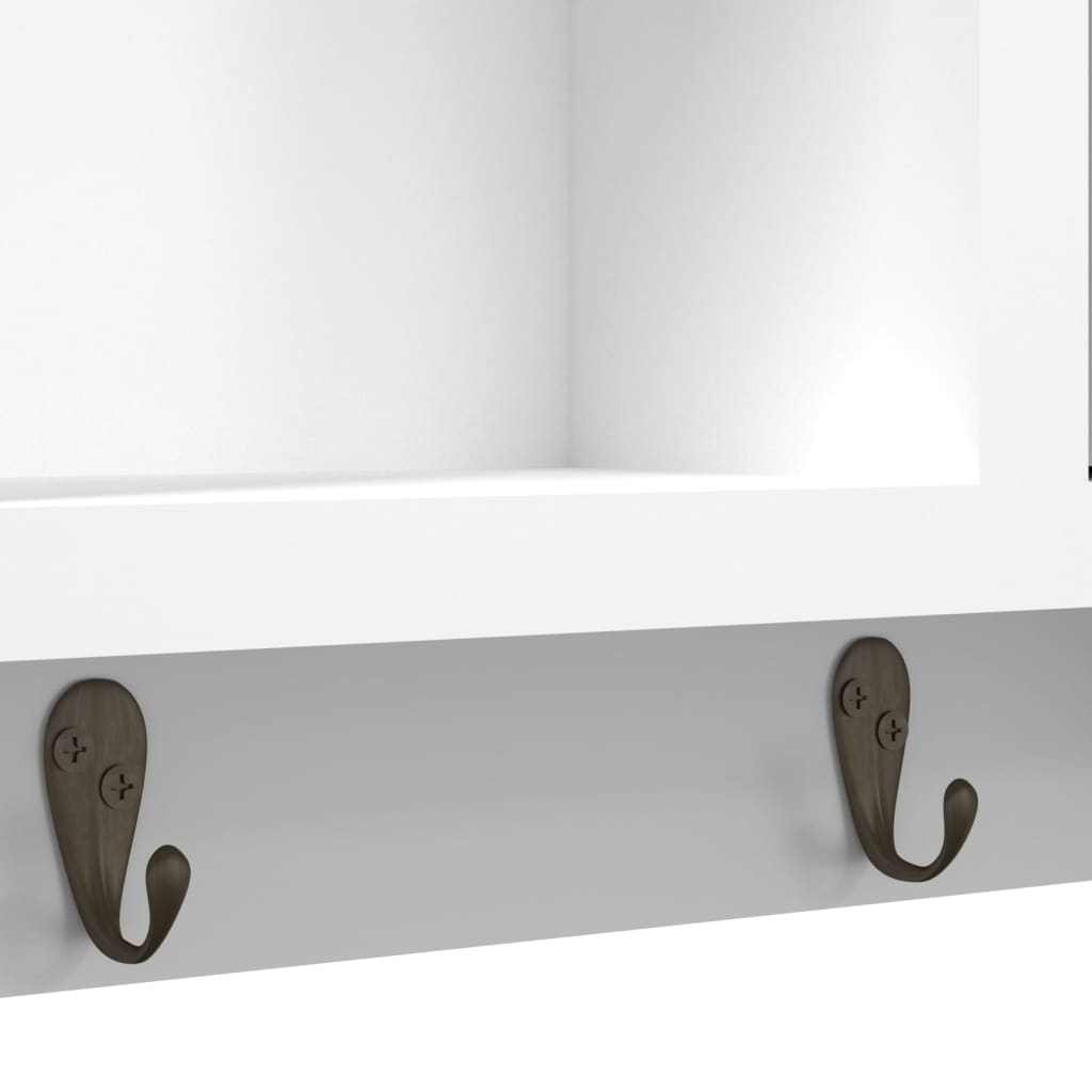 Nyckelskåp Vit 40X8,5X20 Cm Konstruerat Trä Och Stål