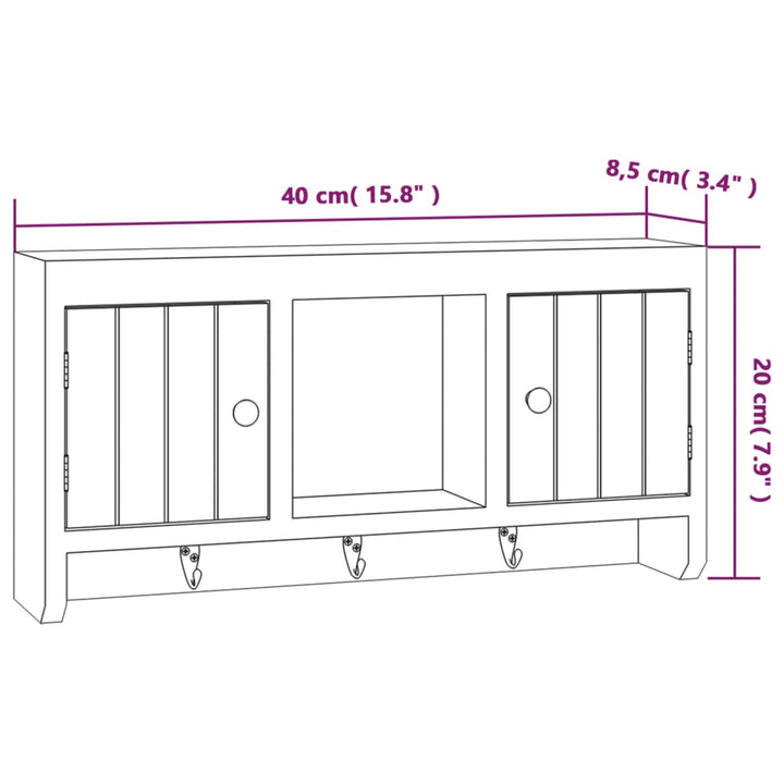 Nyckelskåp Vit 40X8,5X20 Cm Konstruerat Trä Och Stål