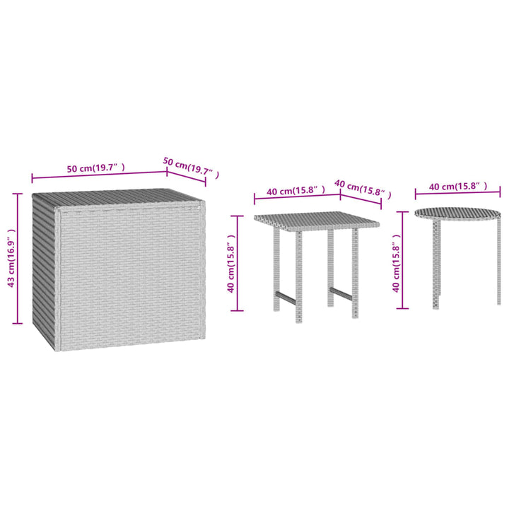 Sidobord 3 Delar Konstrotting