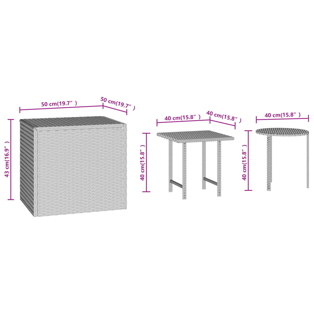 Sidobord 3 Delar Konstrotting