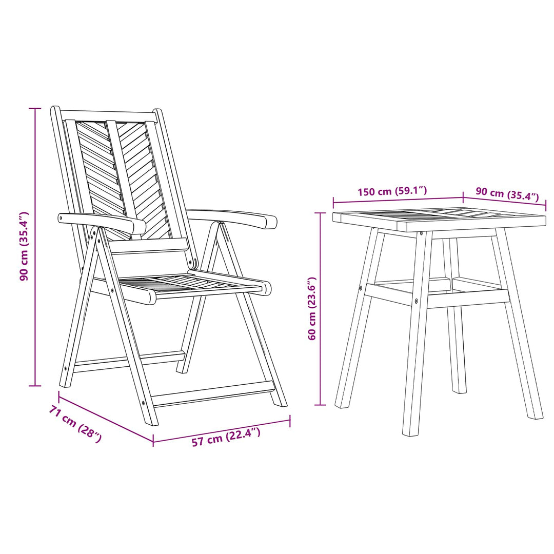 Trädgårdsmöbelset 3 Pcs Brun Massivt Akaciaträ