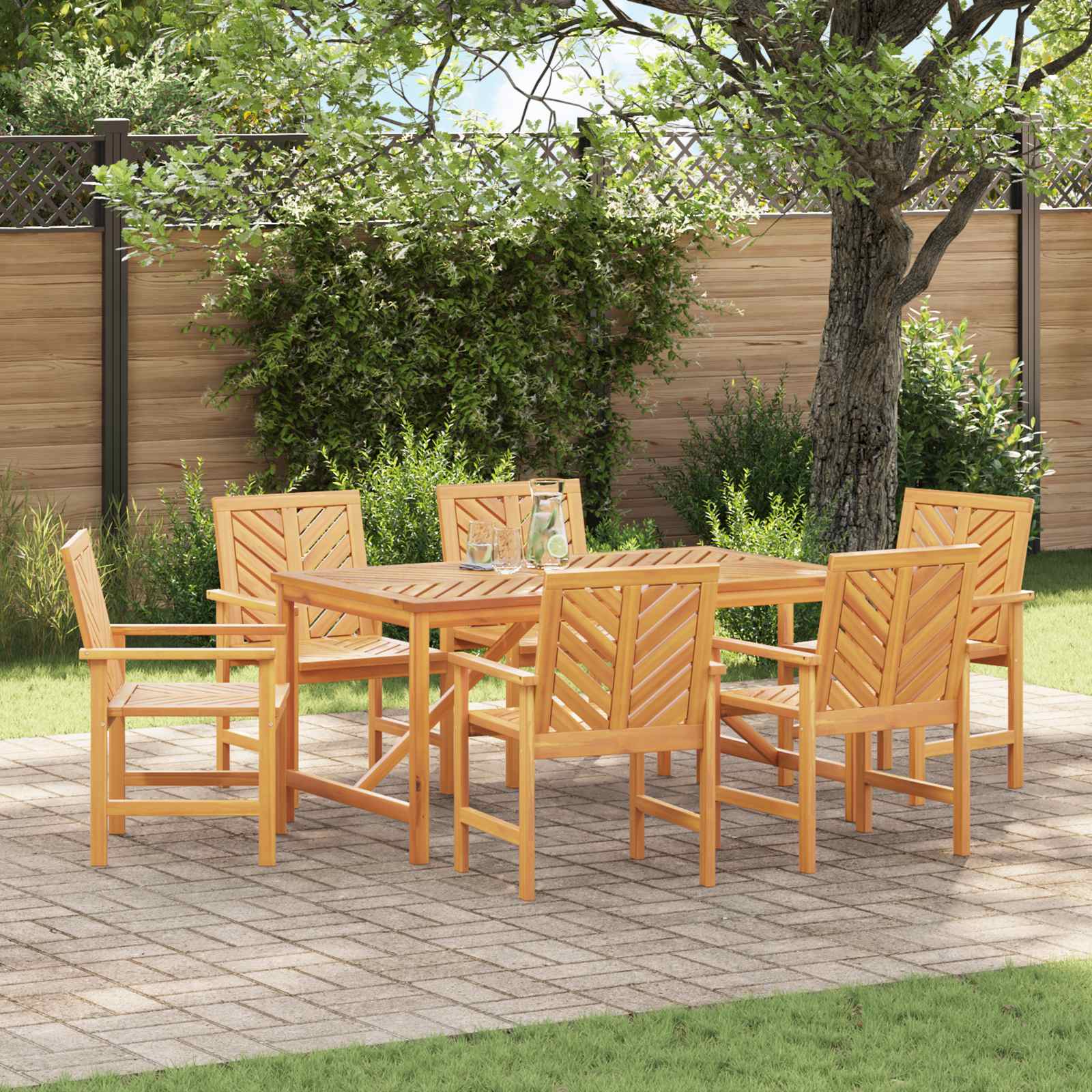 Matstol 6 Pcs Naturfärg 62,5 X 59 X 89 Cm Massivt Akaciaträ