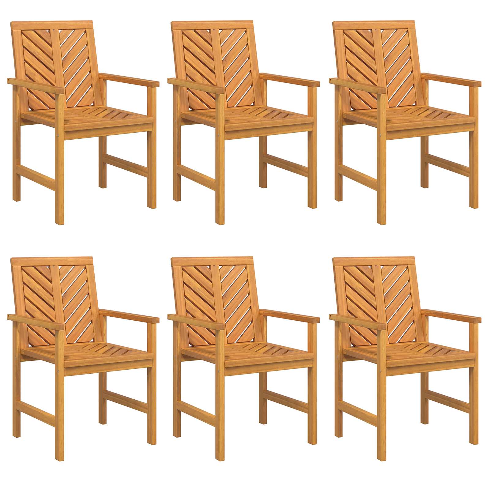 Matstol 6 Pcs Naturfärg 62,5 X 59 X 89 Cm Massivt Akaciaträ