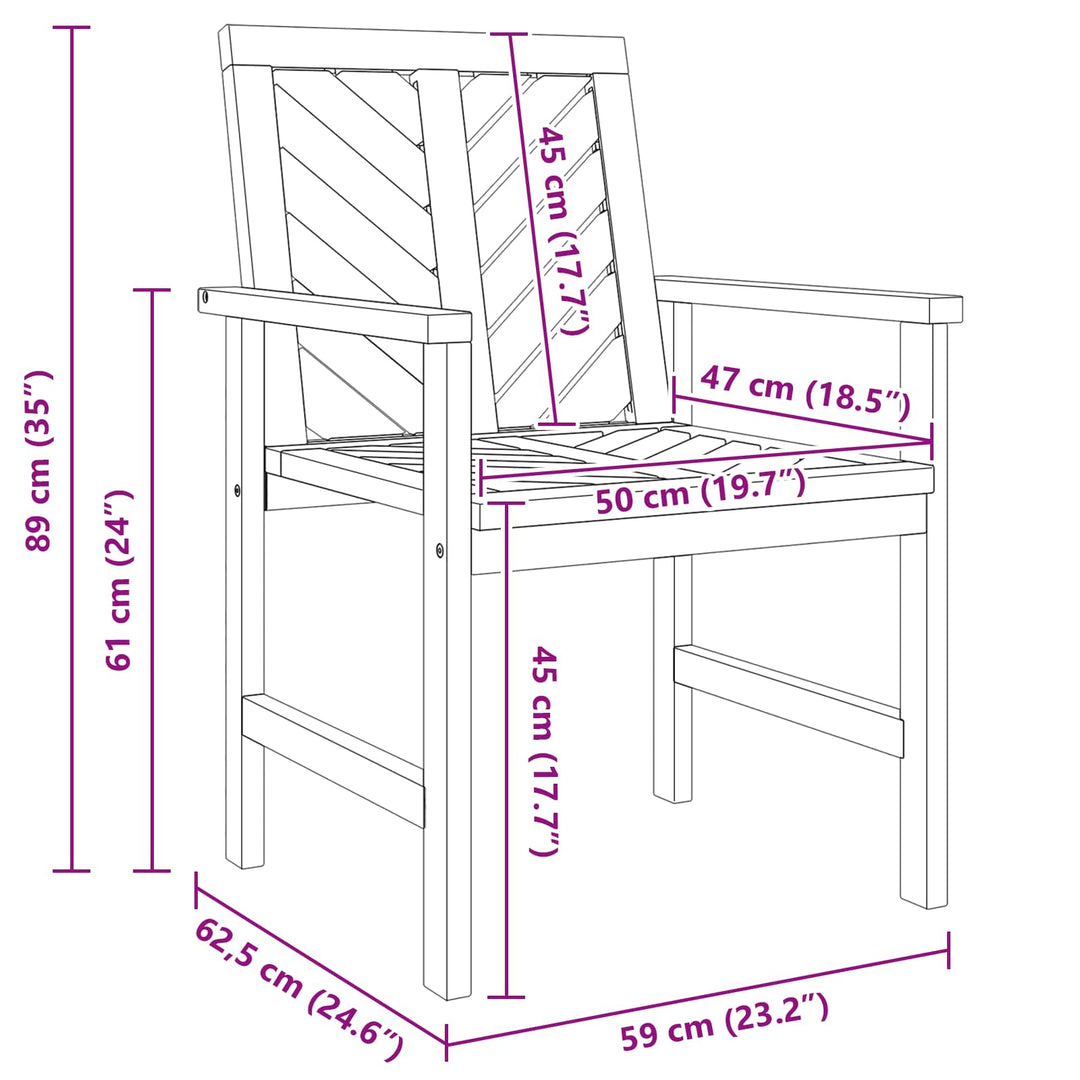 Matstol 6 Pcs Naturfärg 62,5 X 59 X 89 Cm Massivt Akaciaträ