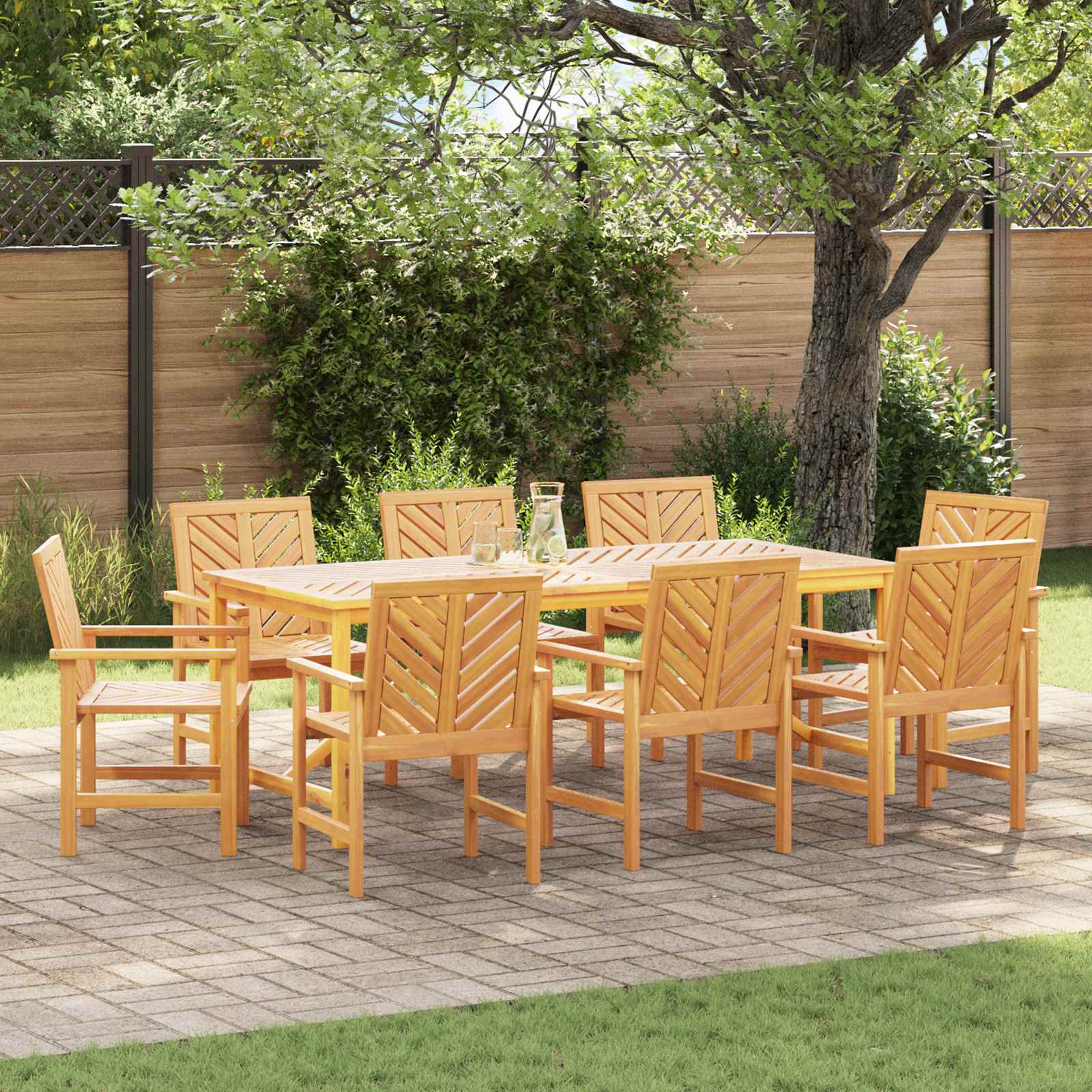 Matstol 8 Pcs Naturfärg 62,5 X 59 X 89 Cm Massivt Akaciaträ