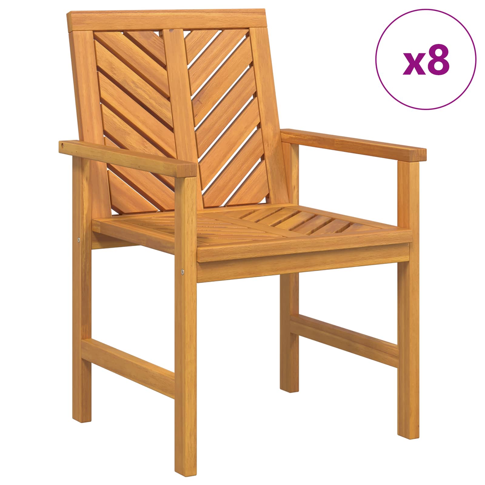 Matstol 8 Pcs Naturfärg 62,5 X 59 X 89 Cm Massivt Akaciaträ