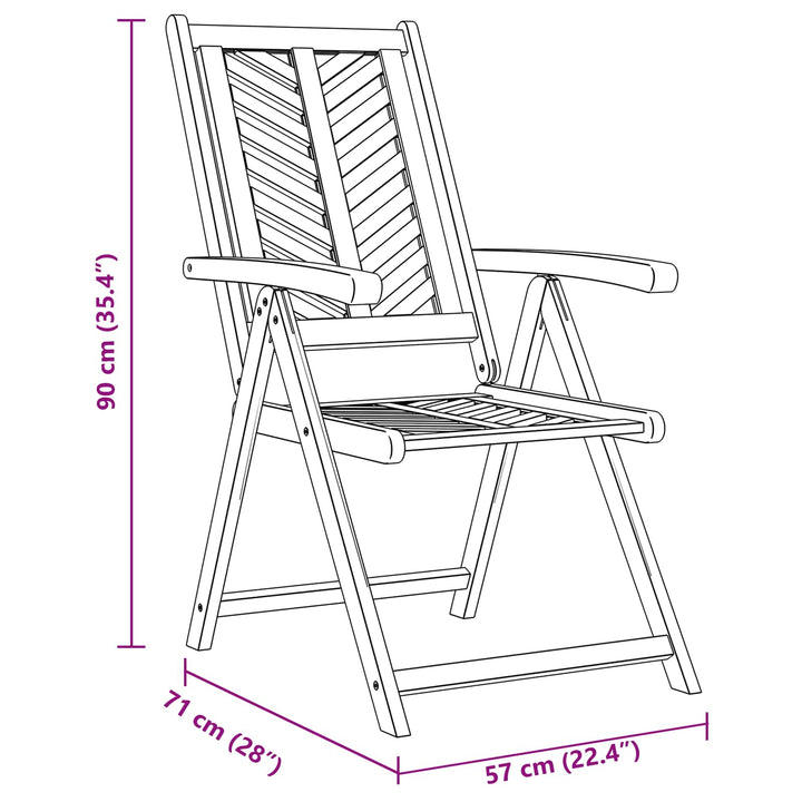 Trädgård Stol 4 Pcs Brun 57 X 72 X 109 Cm Massivt Akaciaträ