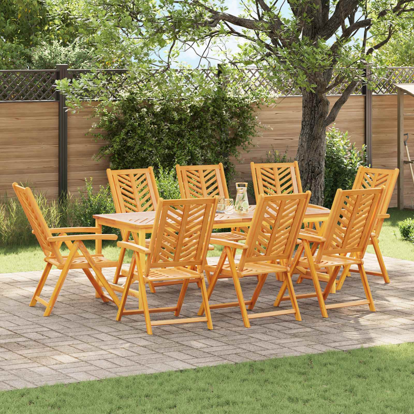 Trädgård Stol 8 Pcs Brun 57 X 72 X 109 Cm Massivt Akaciaträ