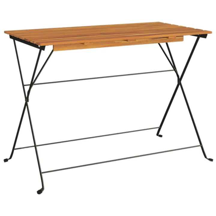Hopfällbart Cafébord 100X54X71 Cm Massivt Akaciaträ Och Stål