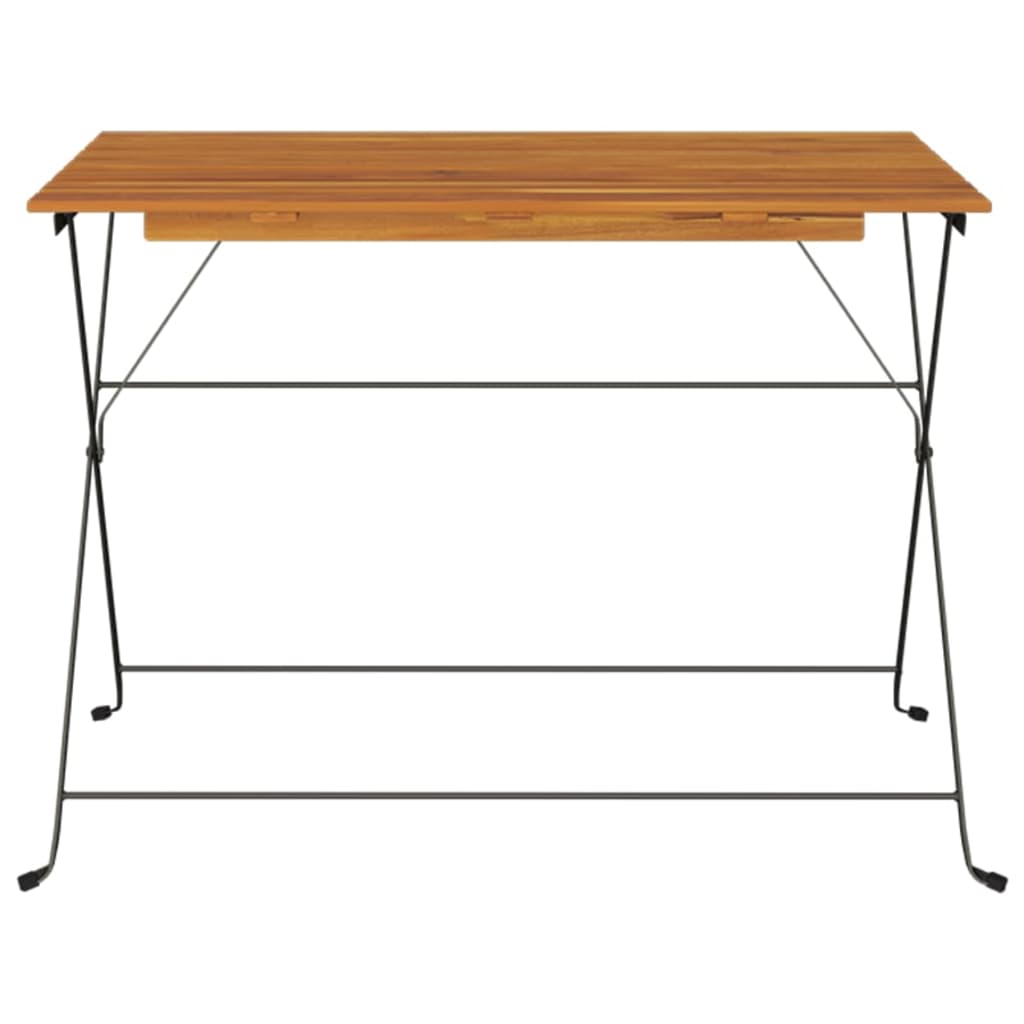 Hopfällbart Cafébord 100X54X71 Cm Massivt Akaciaträ Och Stål