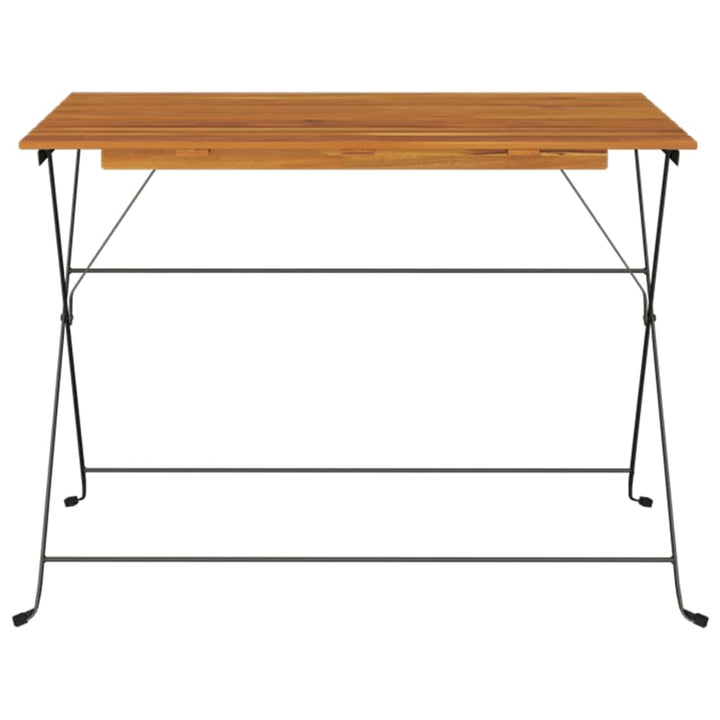 Hopfällbart Cafébord 100X54X71 Cm Massivt Akaciaträ Och Stål
