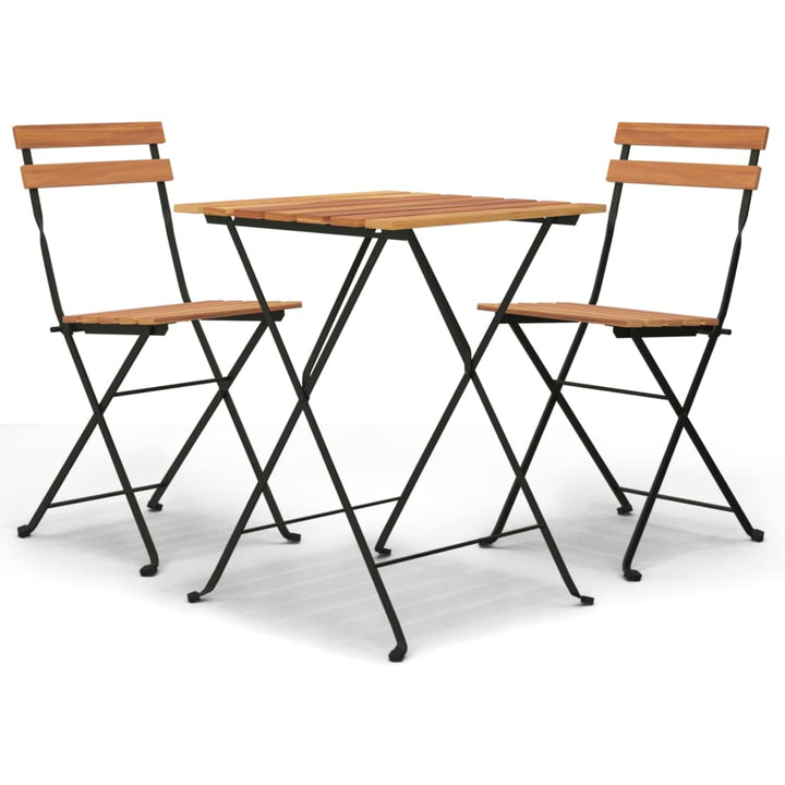 Hopfällbart Caféset 3 Delar Massiv Teak Och Stål