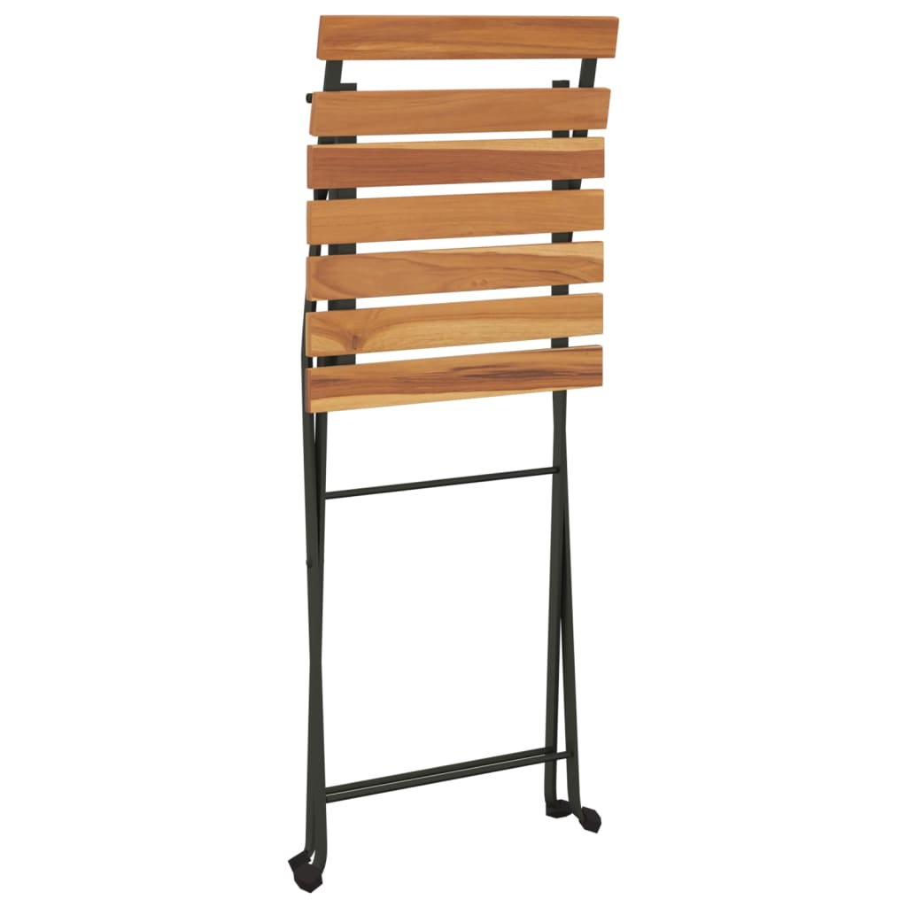 Hopfällbart Caféset 3 Delar Massiv Teak Och Stål