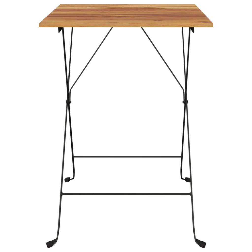 Hopfällbart Cafébord 55X54X71 Cm Massiv Teak Och Stål