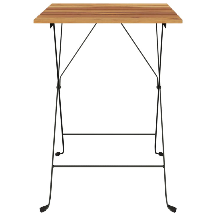 Hopfällbart Cafébord 55X54X71 Cm Massiv Teak Och Stål