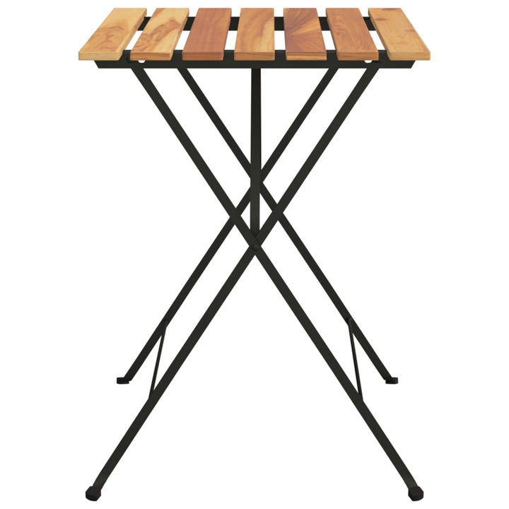 Hopfällbart Cafébord 55X54X71 Cm Massiv Teak Och Stål