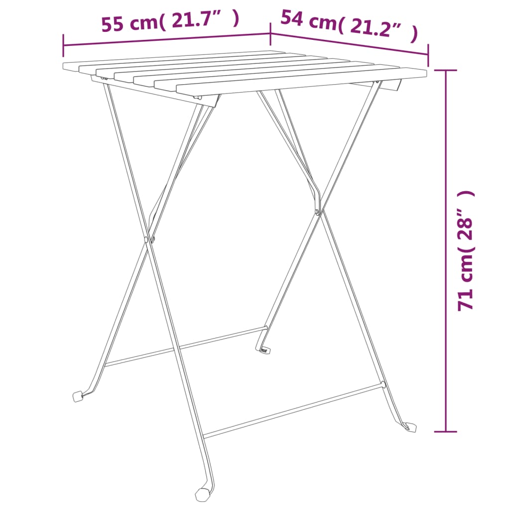 Hopfällbart Cafébord 55X54X71 Cm Massiv Teak Och Stål