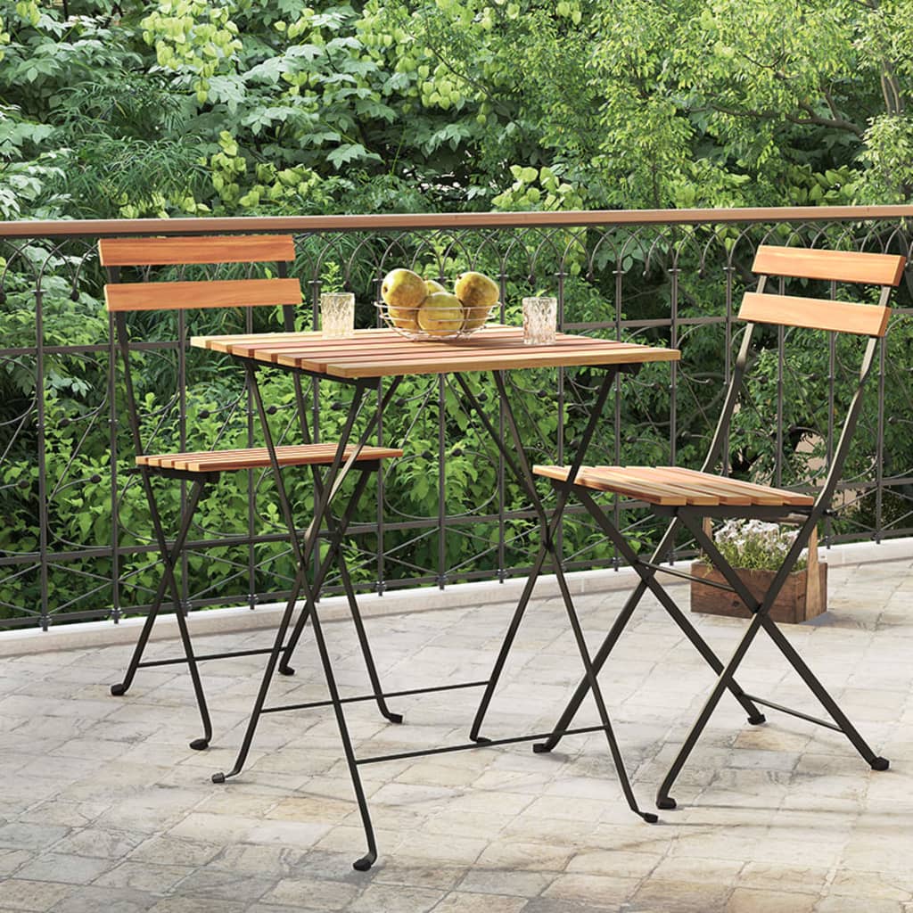 Hopfällbart Cafébord 55X54X71 Cm Massiv Teak Och Stål