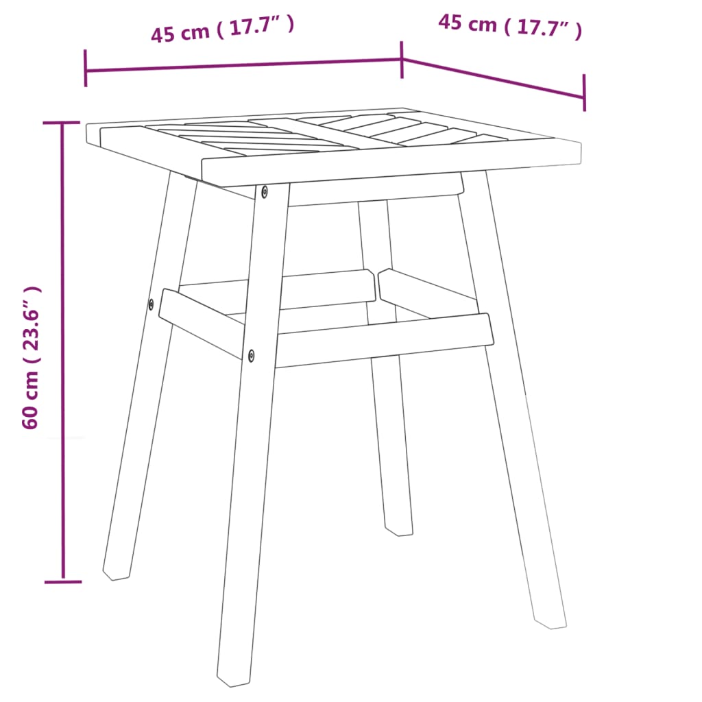 Sidobord 45X45X60 Cm Massivt Akaciaträ